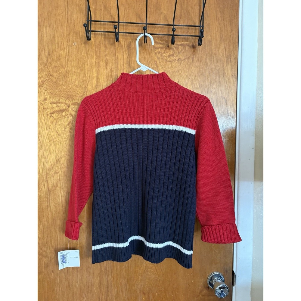NWT Y2K Crazy Horse Liz Claiborne Knit Sweater M Nautical Anchor Red Navy - Picture 7 of 7
